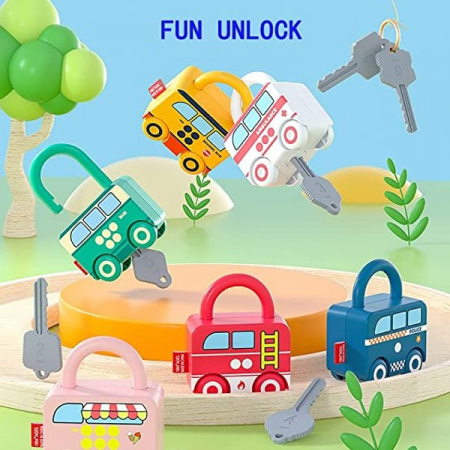 Set 3 lacate masinute cu cheie PUZZLE MATCHING LOCK [2]