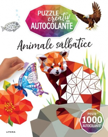 Cărţi cu autocolante - Animale salbatice. Puzzle creativ din autocolante
