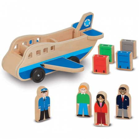 Jucării din lemn - Avion din lemn cu pasageri si bagaje