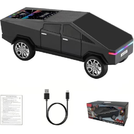 Boxa audio portabila cu bluetooth afisaj LED design replica TESLA camioneta 30 cm [4]