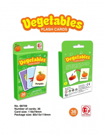 Carduri şi cărţi de joc educative/Montessori - Carduri cognitive cu denumiri in engleza LEGUME