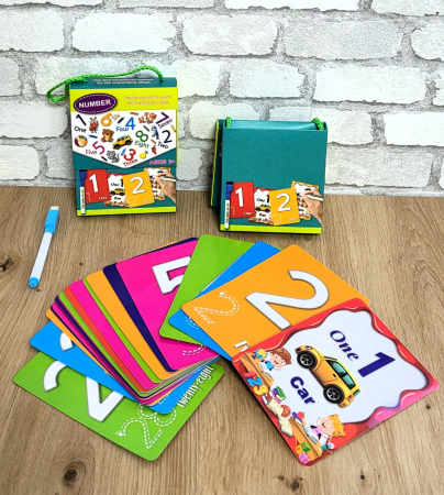 Carduri şi cărţi de joc educative/Montessori - Carduri educative Scrie si Sterge NUMERE