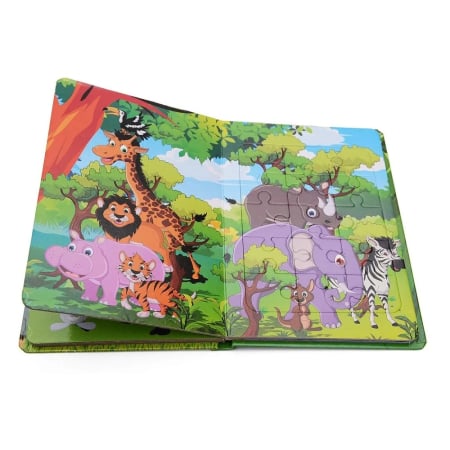 Puzzle - Carte cu 6 puzzle animale la Zoo 72 de piese