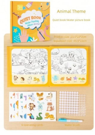Carte de activitati cu stickere reutilizabile si colorat cu apa ANIMALE [3]