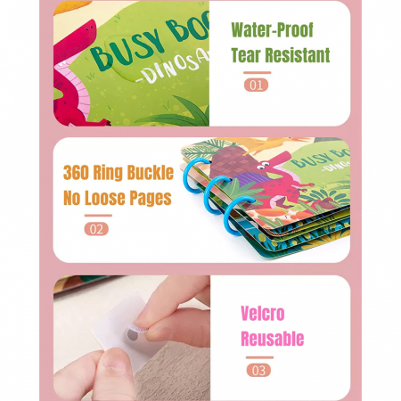 Carte de activitati Montessori cu carduri reutilizabile cu arici Busy book Ferma [4]