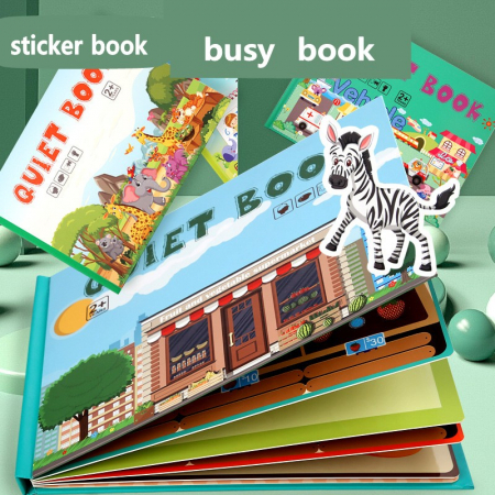 Carte de activitati Montessori cu carduri reutilizabile cu arici Quiet book ANIMALE DIN JUNGLA [1]