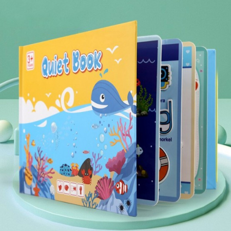 Cărţi de activităţi - Carte de activitati Montessori cu carduri reutilizabile cu arici Quiet book ANIMALE MARINE