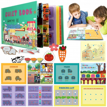 Carte de activitati Montessori cu carduri reutilizabile cu arici Quiet book NUMERE [6]