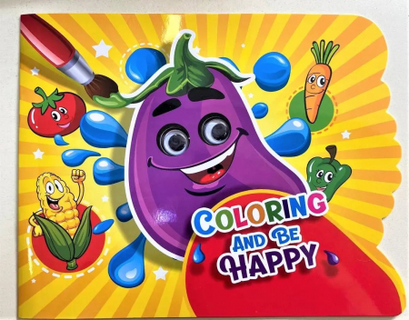 Cărţi de colorat - Carte de colorat si set de 6 minicreioane cerate legume cu ochisor