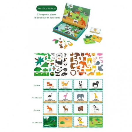 Carte magnetică puzzle ANIMALELE LUMII- Magnetic art case animal world [2]