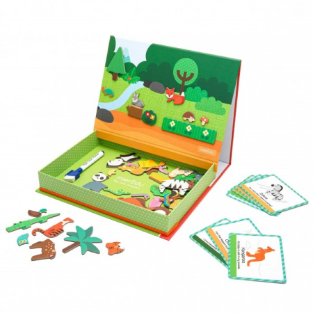 Jucării creative - Carte magnetică puzzle ANIMALELE LUMII- Magnetic art case animal world