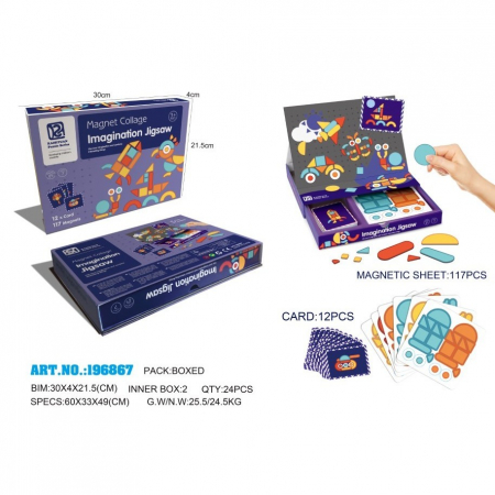 Carte magnetică puzzle Creeaza modele din forme geometrice- Magnetic Collage Imagination Jigsaw [2]