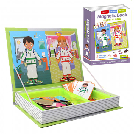 Jocuri Educative - Carte magnetică puzzle Imbraca fetita si baiatul Magnetic Book Fashion
