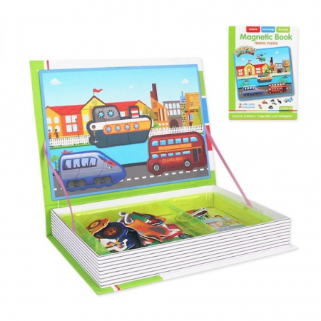 Jucării creative - Carte magnetică puzzle MIJLOACE DE TRANSPORT - Magnetic Book traffic spell
