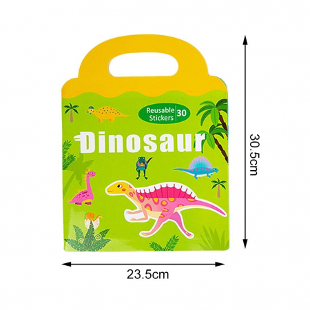 Carte magnetica tip gentuta cu 30 de stickere reutilizabile dinozauri [3]