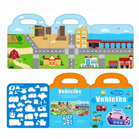 Carte magnetica tip gentuta cu 30 de stickere reutilizabile vehicule [1]