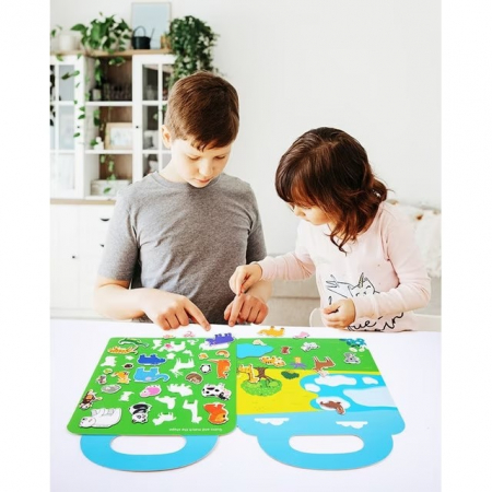 Carte magnetica tip gentuta cu 34 de stickere reutilizabile animale [1]
