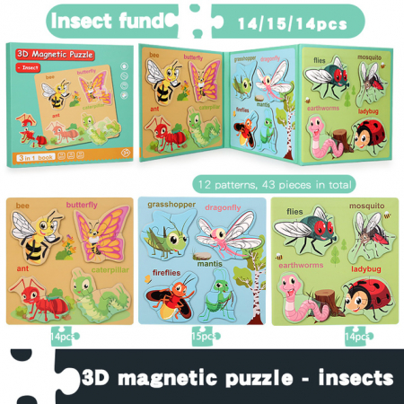 Carte Puzzle magnetic 3D 3 in 1 insecte [0]