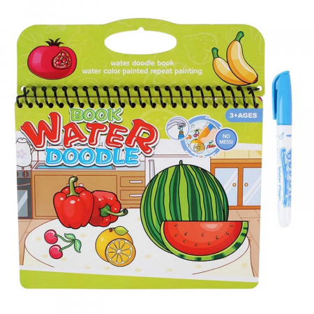 CĂRȚI - Carte reutilizabilă de colorat cu apă Doodle Water Book- fructe şi legume