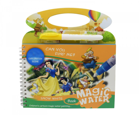 CĂRȚI - Carte reutilizabilă de colorat cu apă Magic Water Book- Alba ca Zapada