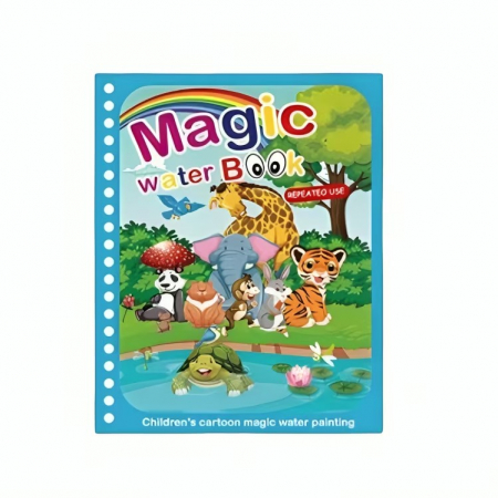 Cărţi de colorat - Carte reutilizabilă de colorat cu apă Magic Water Book- animale