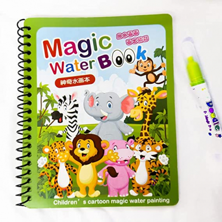 Cărţi de activităţi - Carte reutilizabilă de colorat cu apă Magic Water Book- animale