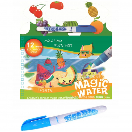 Cărţi de colorat - Carte reutilizabilă de colorat cu apă Magic Water Book- FRUCTE