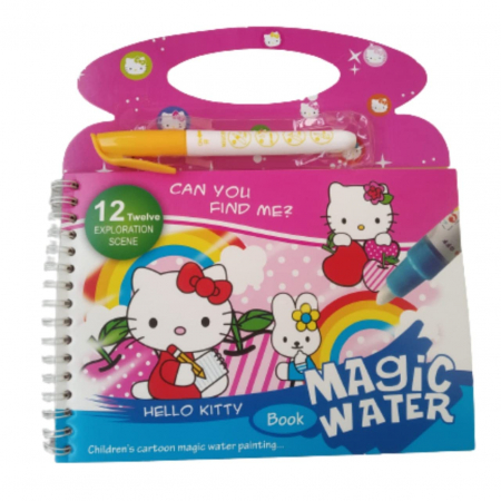 CĂRȚI - Carte reutilizabilă de colorat cu apă Magic Water Book- Hello Kitty