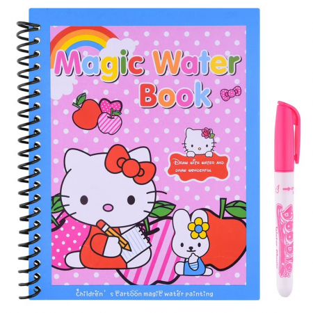Cărţi de colorat - Carte reutilizabilă de colorat cu apă Magic Water Book- Hello Kitty