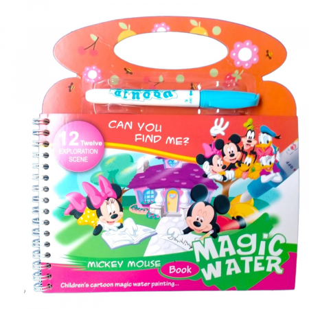 Cărţi de colorat - Carte reutilizabilă de colorat cu apă Magic Water Book- Mickey Mouse
