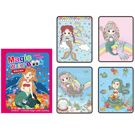 CĂRȚI - Carte reutilizabilă de colorat cu apă Magic Water Book- sirene