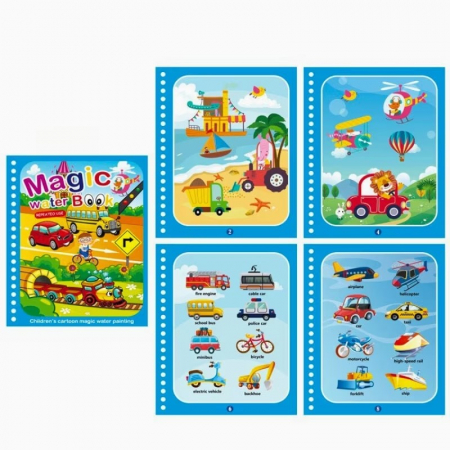 Carte reutilizabilă de colorat cu apă Magic Water Book- vehicule [1]