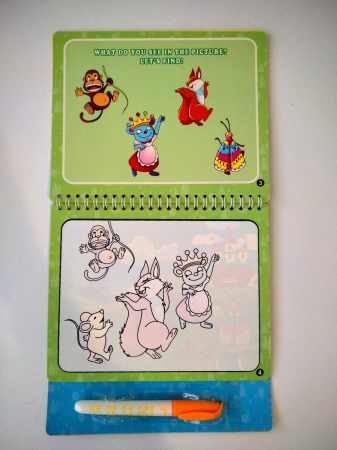 Carte reutilizabilă de colorat cu apă Water Doodle Book- animale in jungla [1]