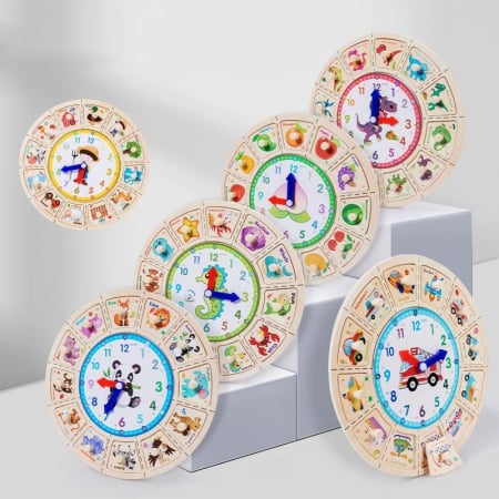 Ceas din lemn de tip puzzle cu butoni diverse modele [1]
