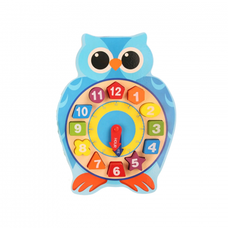 Ceas PUZZLE din lemn Montessori cu formă de bufniţă [1]