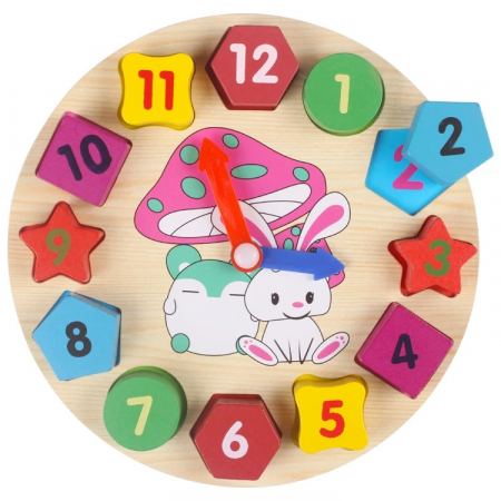 Ceas puzzle din lemn Montessori DIGITAL GEOMETRY CLOCK [1]