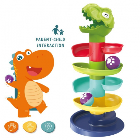 Jucării bebe - Circuit cu bile DINOZAUR 5 niveluri - Dino slider ball track toy