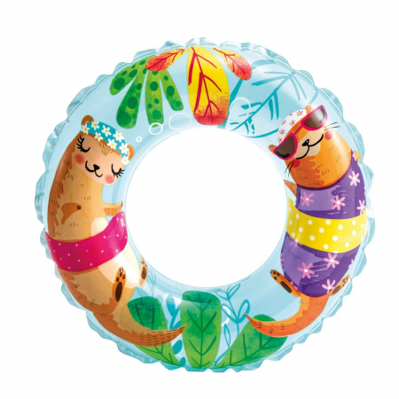 Articole pentru plajă - Colac inot gonflabil pentru copii 6-10 ani, 61 cm INTEX model animalute la plaja