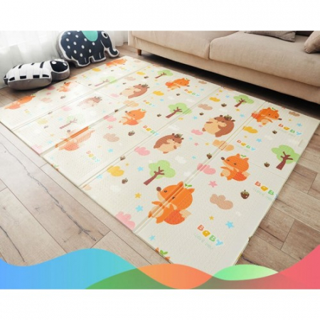 Covoraș de joacă pliabil din spumă cu 2 fețe. Dimensiune 150 cm x 200 cm x 1 cm model animale in padure [2]
