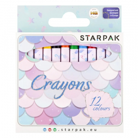 RECHIZITE - Creioane colorate cerate, Starpak Mermaid, 12 buc