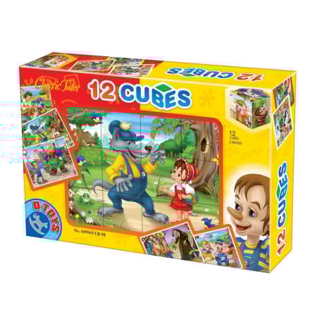 Puzzle - Cuburi puzzle Scene din basme 12 piese