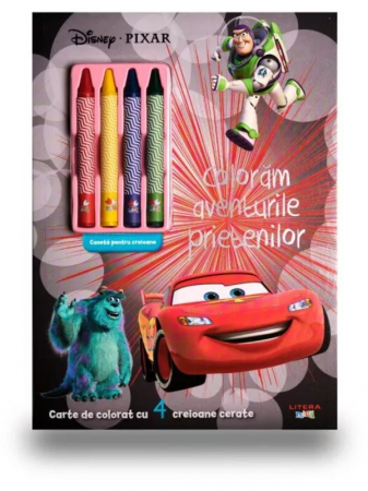 Cărţi de colorat - Disney. Pixar. Coloram aventurile prietenilor (contine 4 creioane cerate)