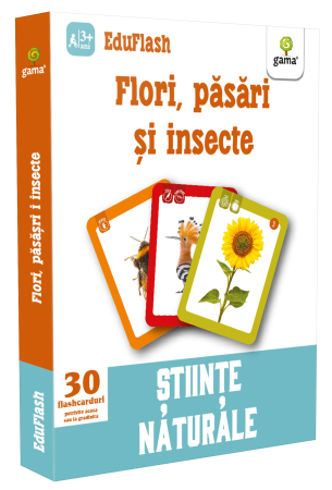 Carduri şi cărţi de joc educative/Montessori - Flori, păsări și insecte