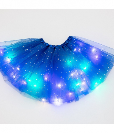 Fusta LED pentru Copii, Tutu de Balet pentru Fetite cu Luminite Multicolore Incorporate, Model Stelute, 28 cm Lungime, diferite culori [1]