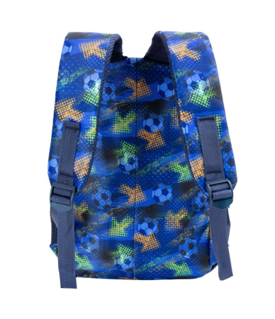 Ghiozdan mediu scoala 4 compartimente  38 x 25 x 15 cm Mesco albastru mingi de fotbal [1]