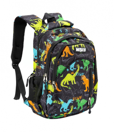 Ghiozdane și rucsacuri - Ghiozdan mediu scoala 4 compartimente 38 x 25 x 15 cm Mesco Dinozauri fundal negru