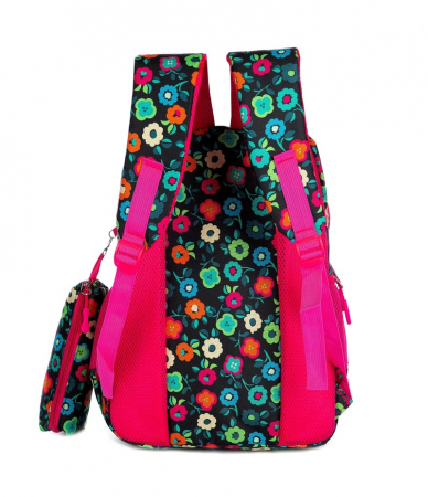 Ghiozdan scoala Flori, 4 compartimente si penar, Multicolor, Mesco 44 x 32 x 16 cm [1]