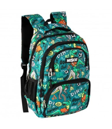 PROMOŢII - Ghiozdan scoala Mesco 4 compartimente, 38 x 26.5 x 12 cm,  Model Dinozauri Multicolor