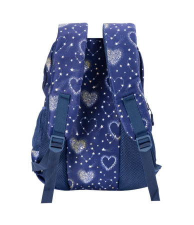 Ghiozdan scoala bleumarin cu inimioare, 4 compartimente si penar, Mesco 44 x 32 x 16 cm [1]