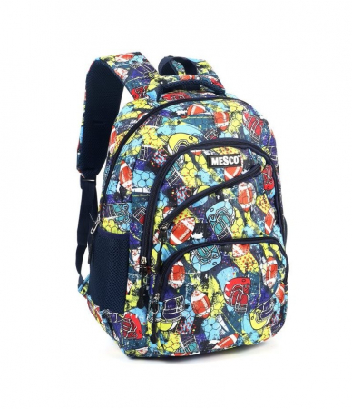 Ghiozdane și rucsacuri - Ghiozdan scoala model Rugby 4 compartimente Mesco 44 x 32 x 16 cm